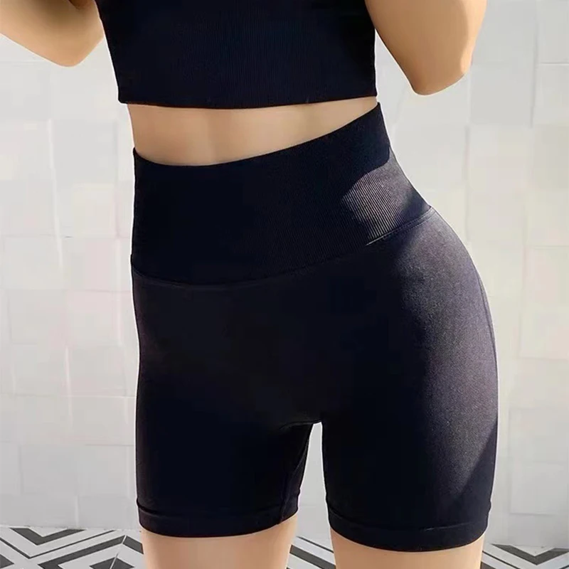 Short de Yoga et Fitness pour femmes, Slim, sans couture, taille haute, levage des fesses, course à pied, Leggings courts de sport, pantalon à trois points, été