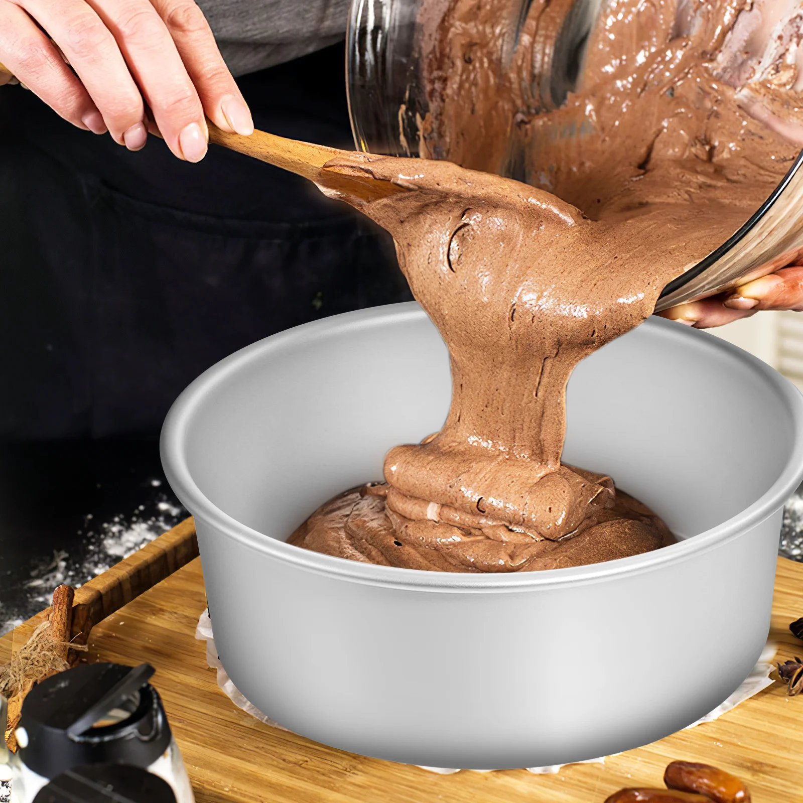 

3pcs Tins Aluminum Round Cake Pan 8 Inch Deep Chiffon Mousse Mold For Baking Chocolate Cheese Cake Household Bake Ware