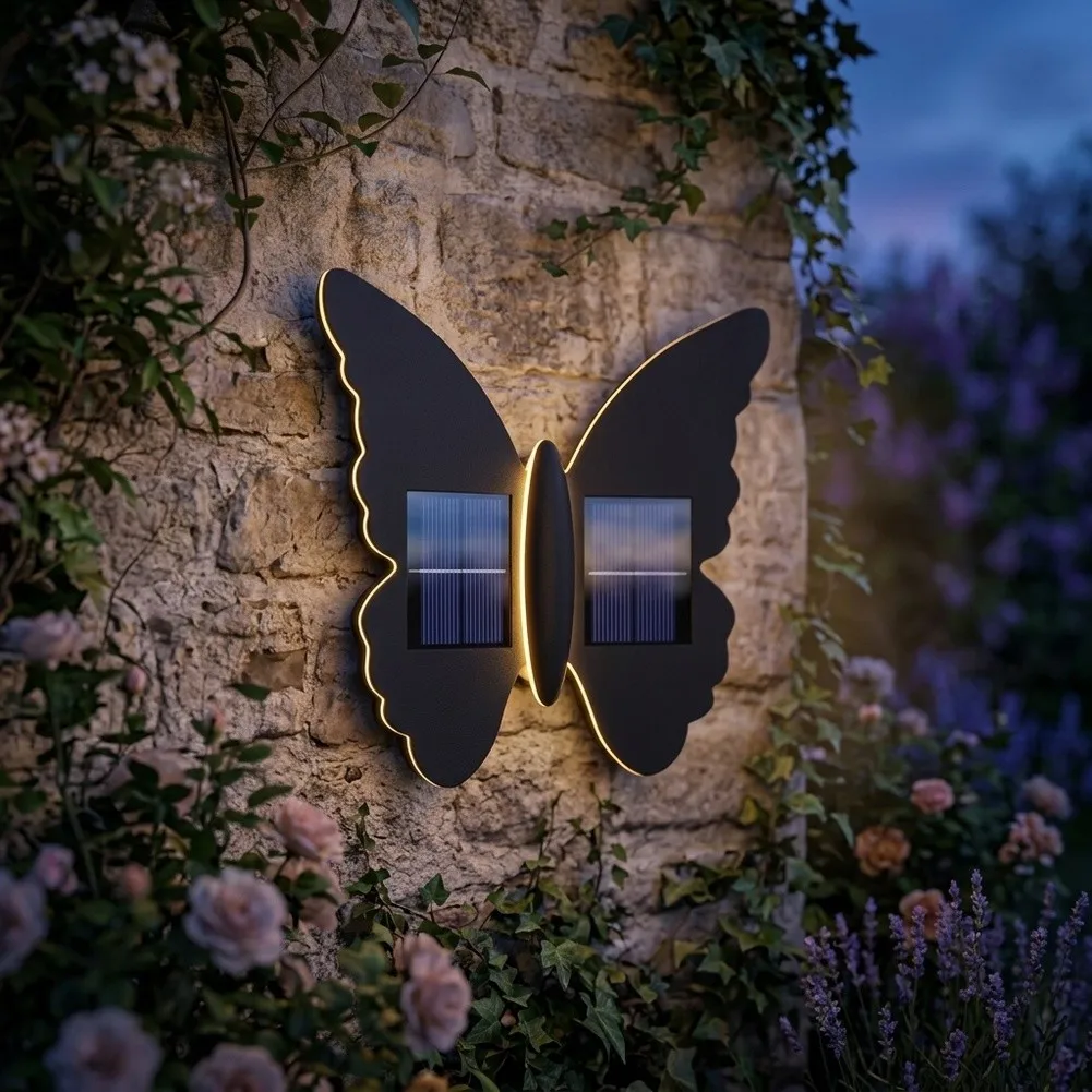 Water Resistant for Solar Wall Light with Butterfly Aesthetic for Garden Patio and Path Applications Robust ABS Frame