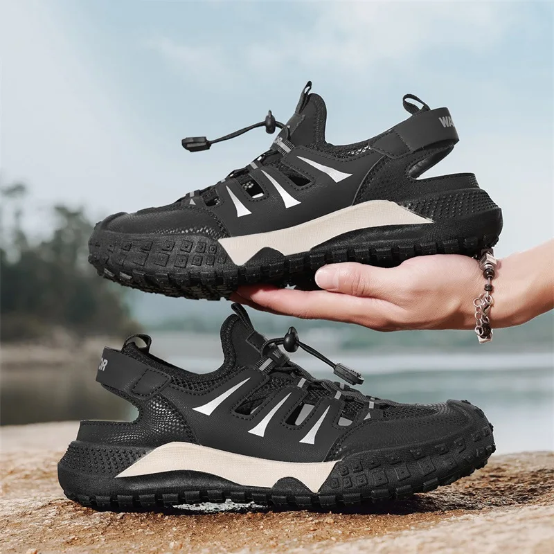Mens Casual Sandals 2026 New Summer Breathable Mesh Hollow Out Slip On Sandals Trendy Flip Flops Cross Border Wholesale image 2