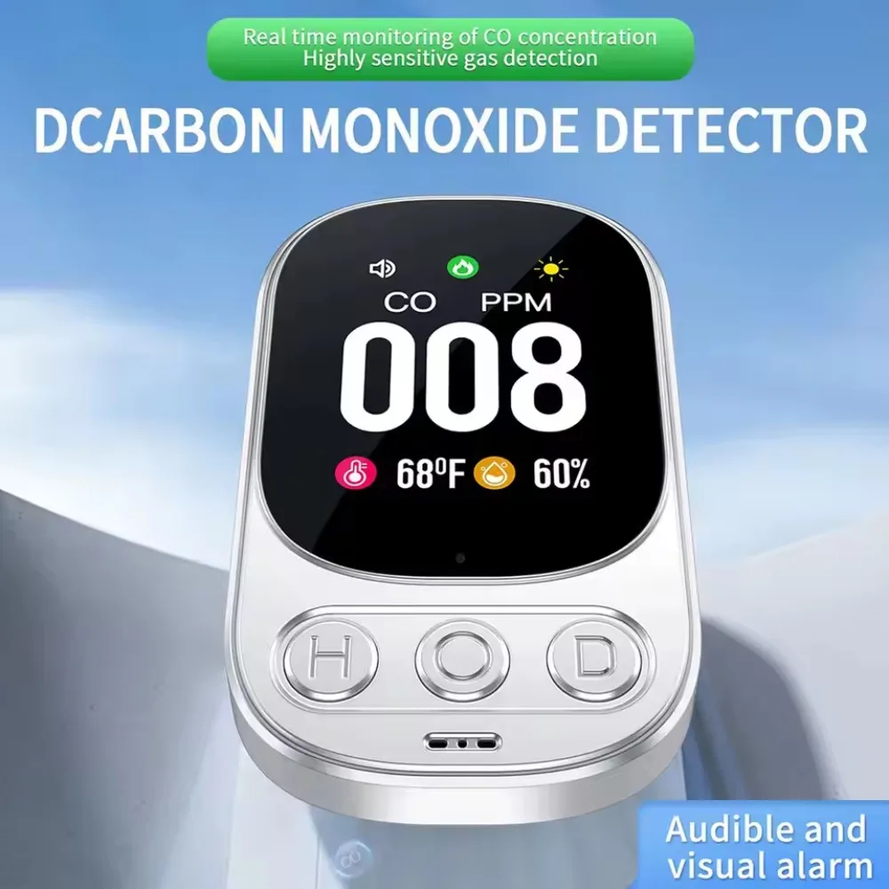 High Sensitivity Carbon Monoxide Detector Real Time Monitoring Portable CO Monitor Large Screen Temperature Humidity Detector - Image 2