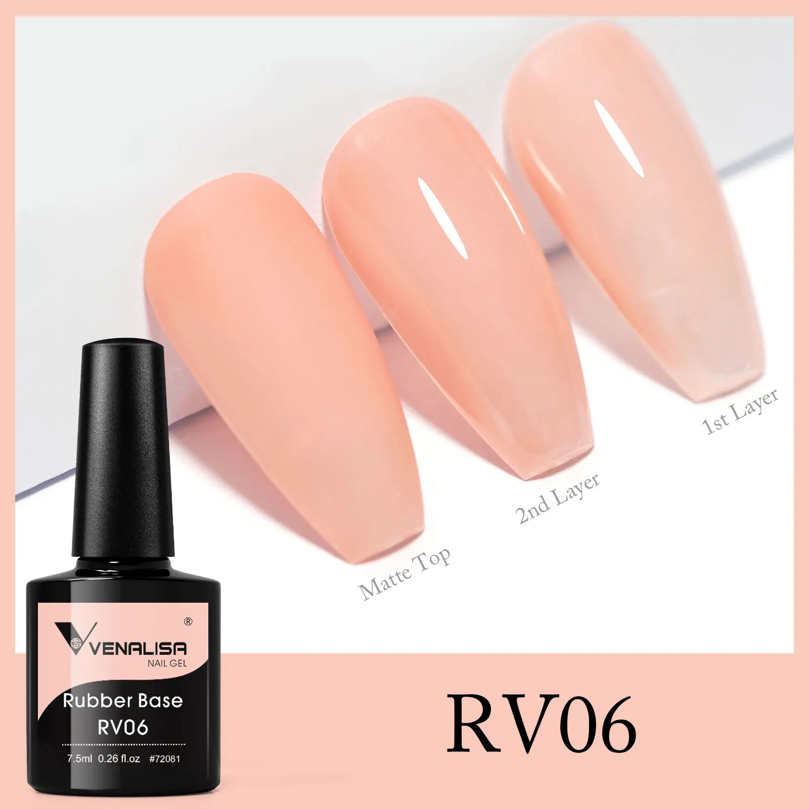 VENALISA Color Rubber Base Coat Jelly Color Halbtransparenter Nagelgellack 7,5 ml Gellack Große Abdeckung Beauty Nail Maniküre