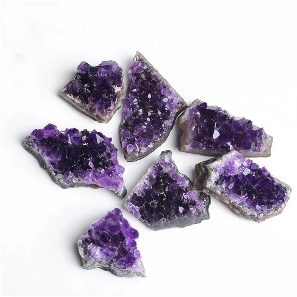 Natural Stone Purple Pink Brazilian Amethysts Crystals Cluster Druzy Geode Mineral Rock Healing Crystal Point Energy Wand Crafts