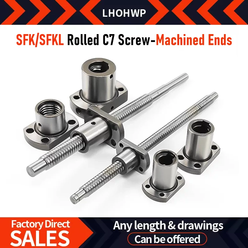 

SFKL1002/SFK0801-1602 Ball Screw 100mm–550mm Custom End Machining Available for CNC Actuator