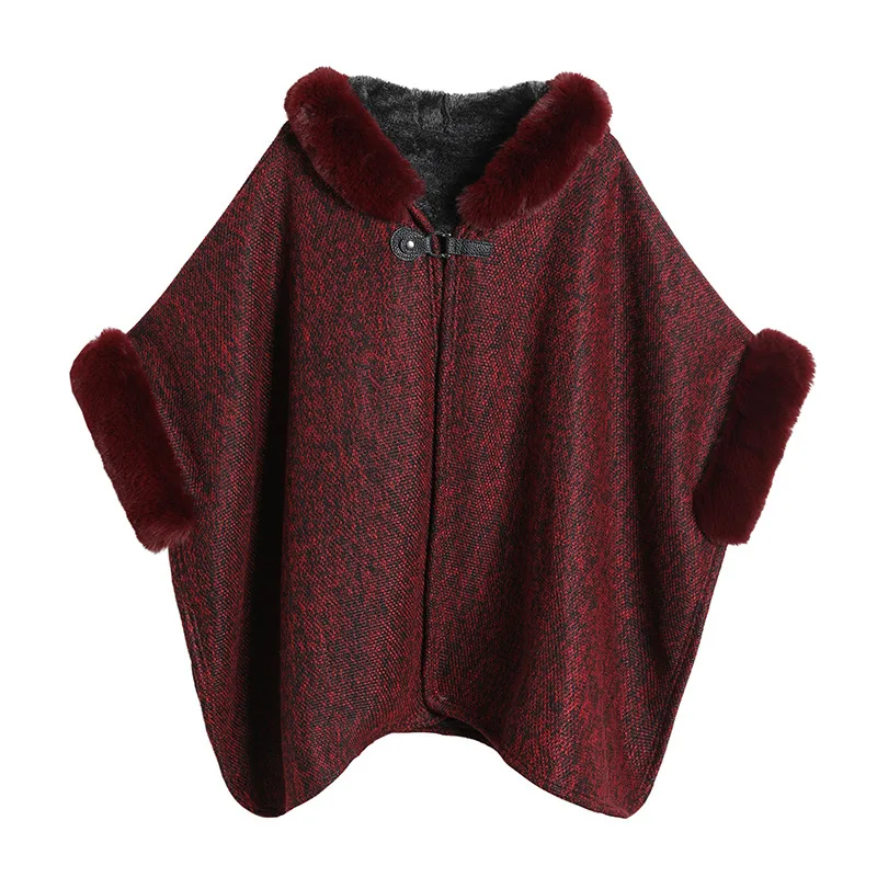 جديد الشتاء Briti Sle المرأة معطف الفرو وشاح قبعة كومبو الدافئة Sli البوليستر النسيج Caplet تصميم نقي غير متصل Ss