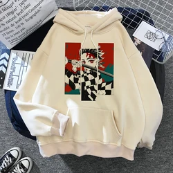 Sudadera con capucha de Demon Slayer para hombre y mujer, suéter Unisex de estilo japonés de los años 2000, estilo Y2k, informal, Harajuku, Manga de dibujos animados, color caqui