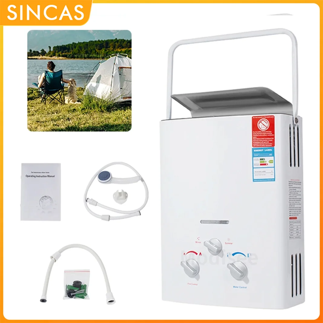 6L Liquefied Petroleum Gas Tankless Water Heater Outdoor Camping Instant Bath With Shower Hot Water Heater Boiler Car Truck Tent
