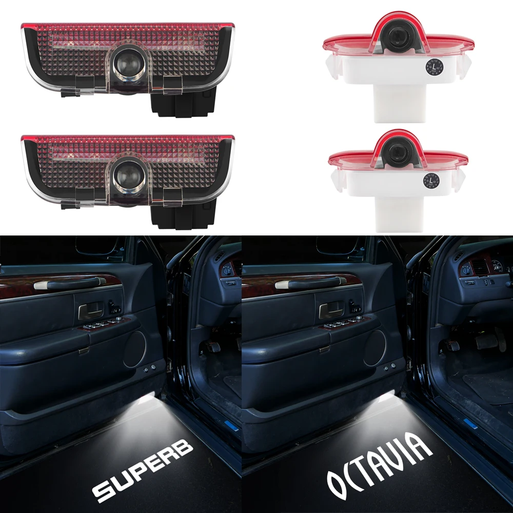 

1Set OCTAVIA Door Light SUPERB Courtesy Light LED Shadow Door Light For Skoda Superb Octavia Car Styling Skoda Projector Lamp