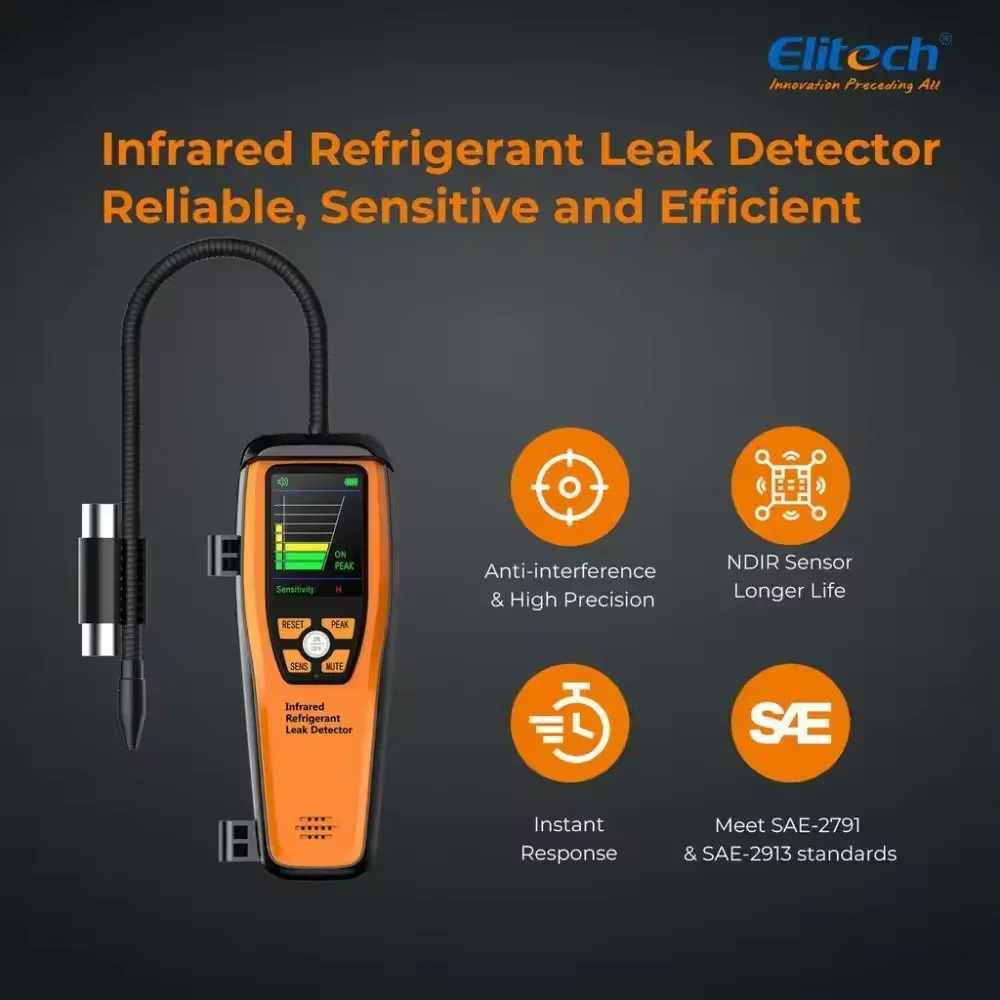 Elitech ILD-200 적외선 냉매 HVAC 누출 감지기, 에어컨 및 자동차 수리용 냉장고 누출 감지기