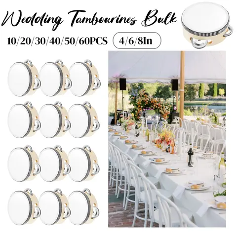 10-60 st bröllops tamburiner för vuxna handtrummor ljudmakare musikinstrument tamburin för kyrklig festfavör 4/6/8 tum 10 best sales bröllopsgodisar - №7