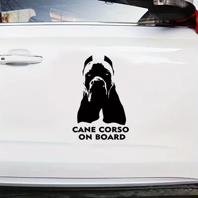 Cane Corso Dog On Board Vinyl Decal Sticker - Bold Black & White Design for Cars, Motorcycles, Laptops, Scooters, Toolboxes & Mo