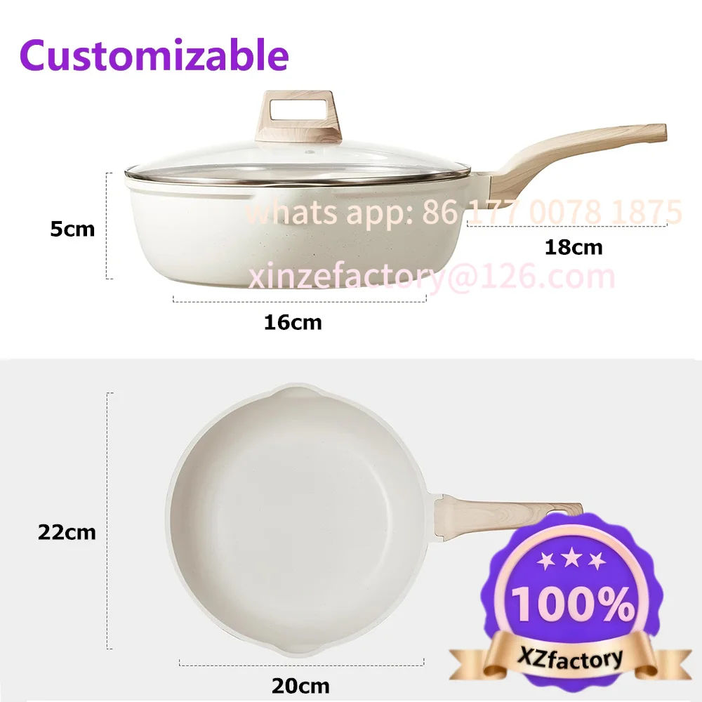 Customizable Frying Pan with Lid Nonstick  Induction Cooking  Egg Pan Omelet Pans with Heat-Resistant Hand