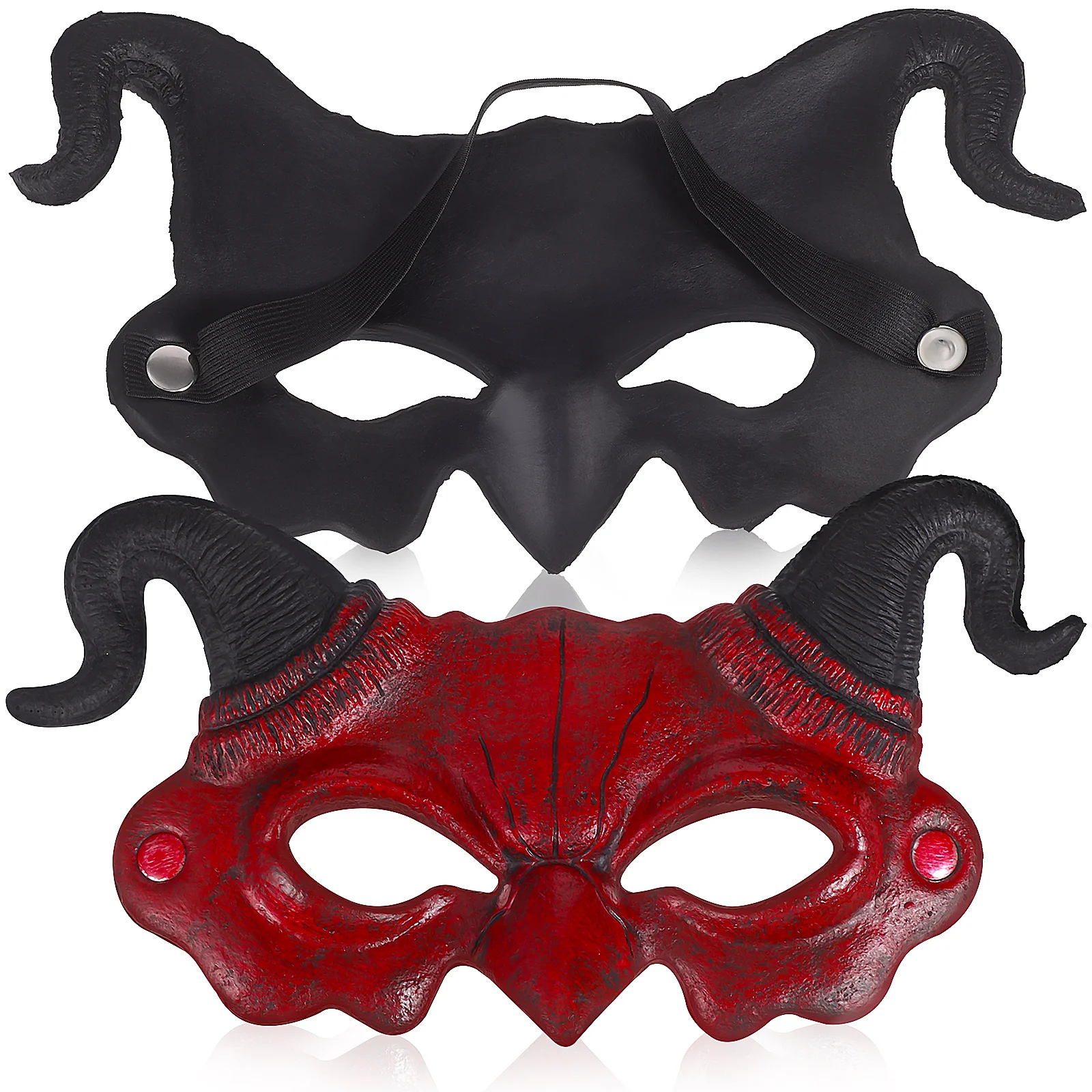 

2 Pcs Mask Halloween Ghost for Men Horrible Masks Demon Elastic Band Horror with Horns Pu Foam Red Bloody