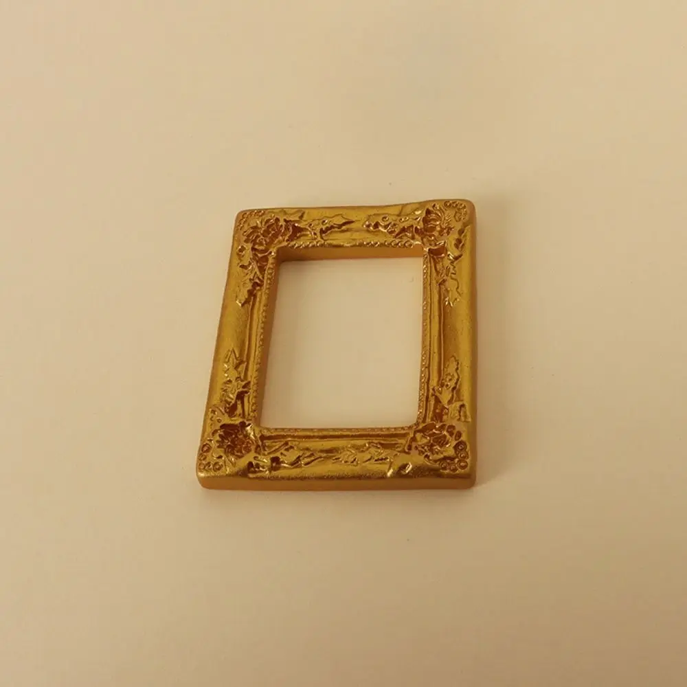 Multiple Styles DIY Resin Photo Frame Miniature Rustic Mini Mirror Props 3D Mirror Small Model Bathroom Supplies