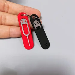 1pcs Silicone SIM Card Fetchers Portable Keychain Mobile Phone Tablet Stainless Steel Removal Needle Thimble Anti-lost Keyring