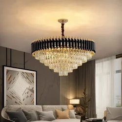 European Led Luxury Crystal Light Wedding Dining Table Chandeliers Hotel Hall Pendant Lamps Indoor Kitchen Home Lighting Fixture