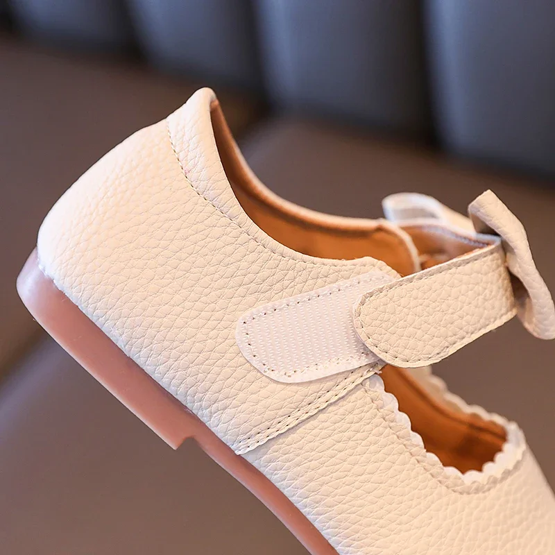 Princess Girls Shoes Toddlers Infants Leather Shoes Children's Flats With Ribbon Bow-knot PU Patent Leather Kids Mary Janes Soft