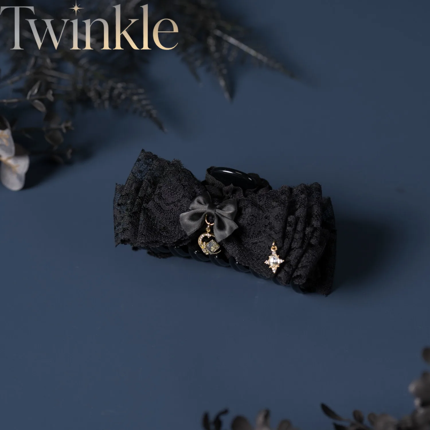 JK Hair Claw Women Black Lace Bow Shark Clip Handmade Elegant Gentle Y2K Harajuku Dark Cool Party Accessories Jiraikei