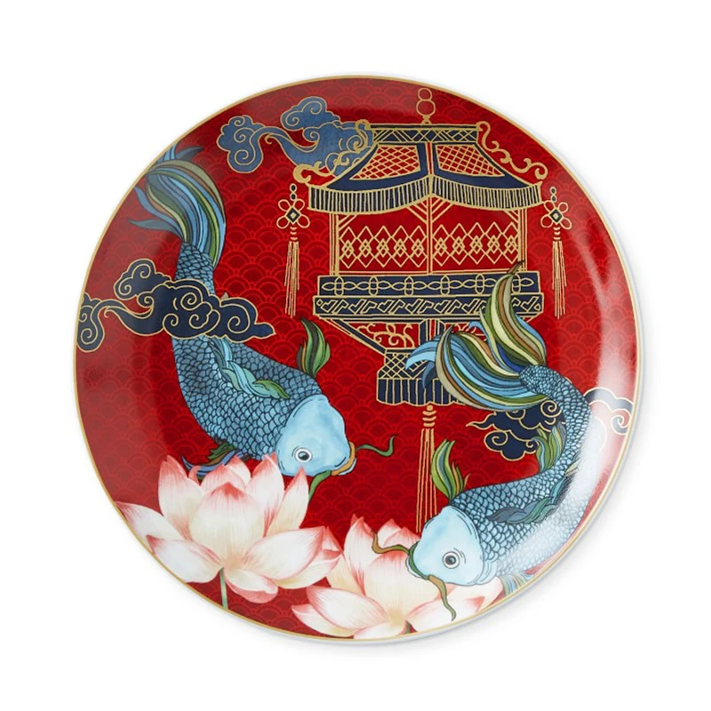 Chines Style Luxury High-grade Ceramic Dragon and Phoenix Plate Fruit Plate Home Dish Plate Decorative Plate Dishes Plates Set