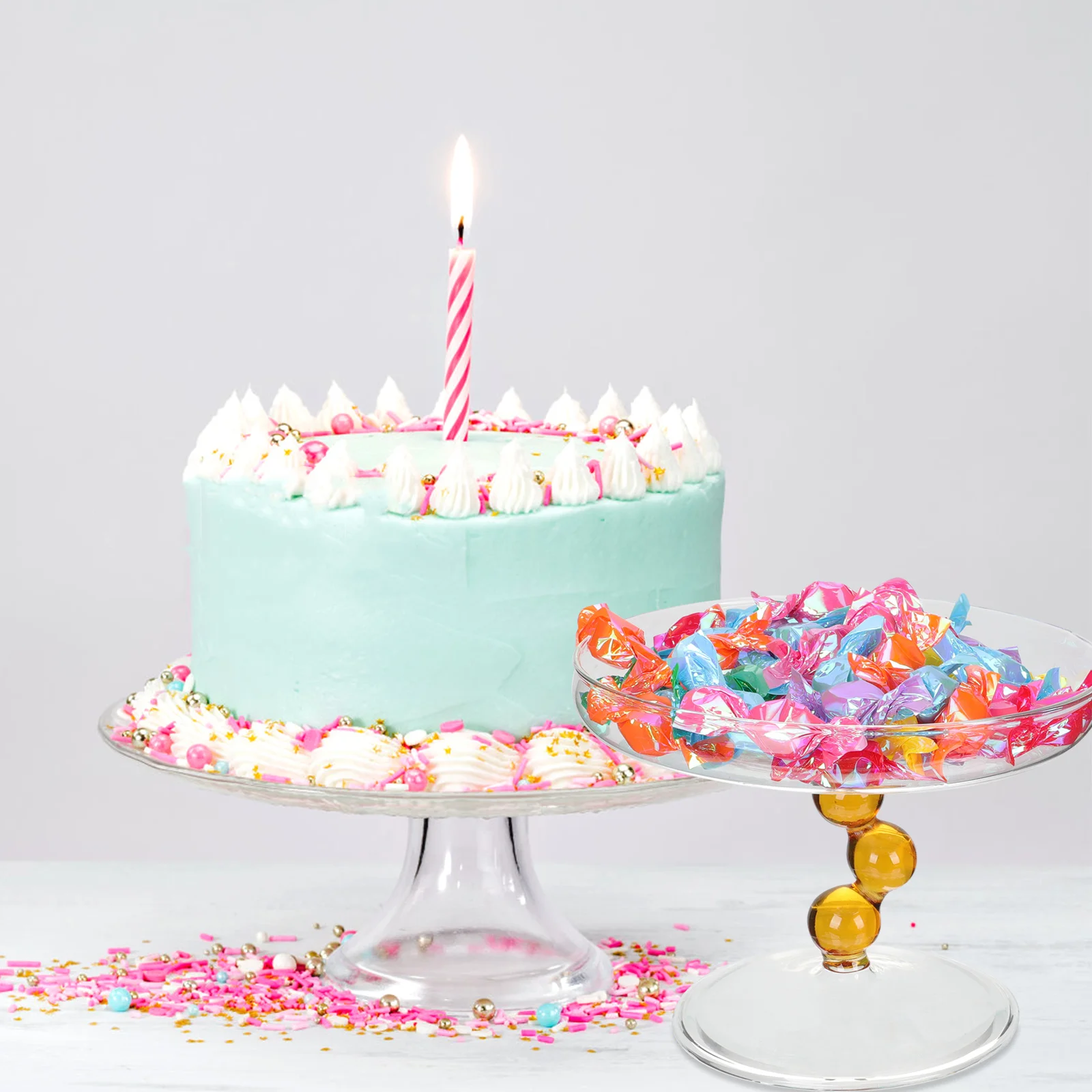 

Glass Fruit Plate High Feet Dessert Snack Tray Cake Display Tray Party Cupcake Serving Stand Cake Plate Stand