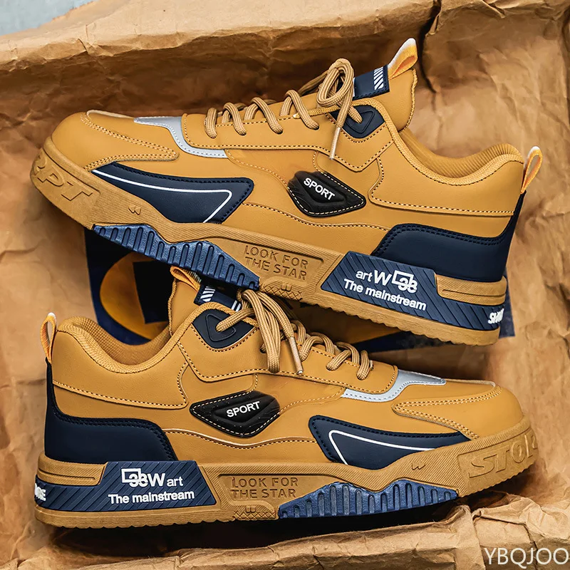 大きいサイズのカジュアルで快適なボードシューズ、ファッショナブルで多用途なスポーツシューズ、春夏新作、レースアップ、厚底、シンプルなメンズシューズ