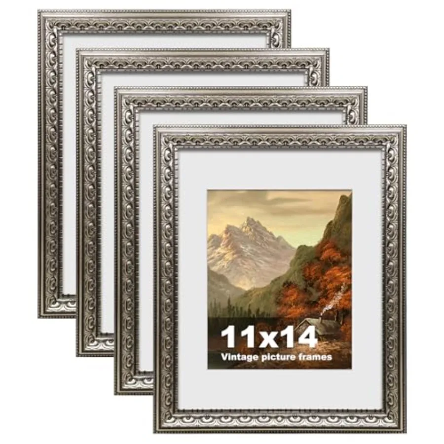 

Винтажные фоторамки 11x14, антикварные рамки с белым матовым покрытием для фотографий 8x10, декоративные рамки для украшения стен, набор из 4 штук
