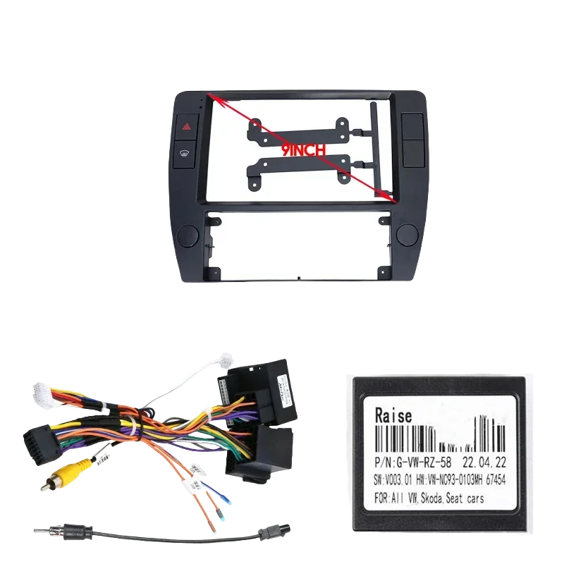 

9-дюймовая автомобильная рамка, лицевая панель для Volkswagen VW Passat B5 2000-2005, адаптер Canbus Box, кабель-декодер, радиоприемник, комплект панели головного устройства