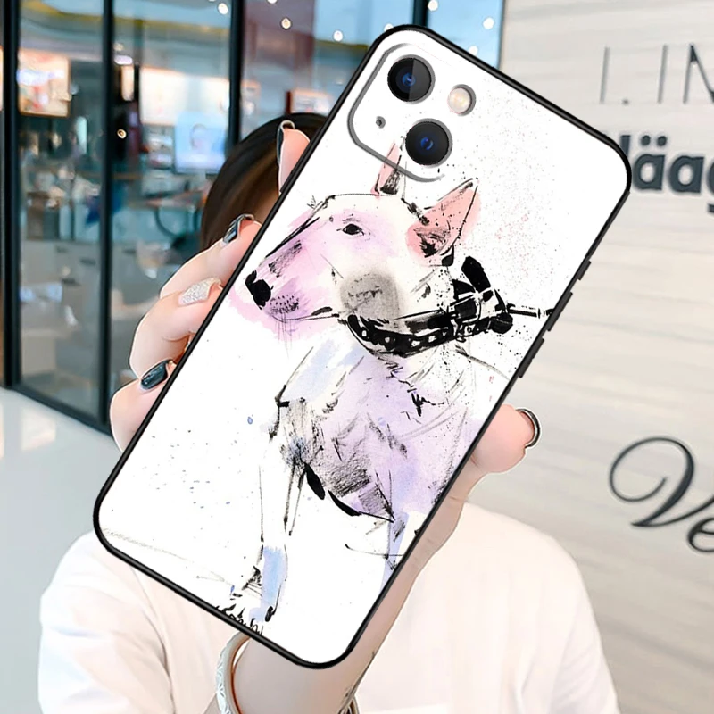 English Bull Terrier Dog Bumper Phone Case For iPhone 11 12 13 14 15 16 Pro X XR XS Max Plus Back Cover