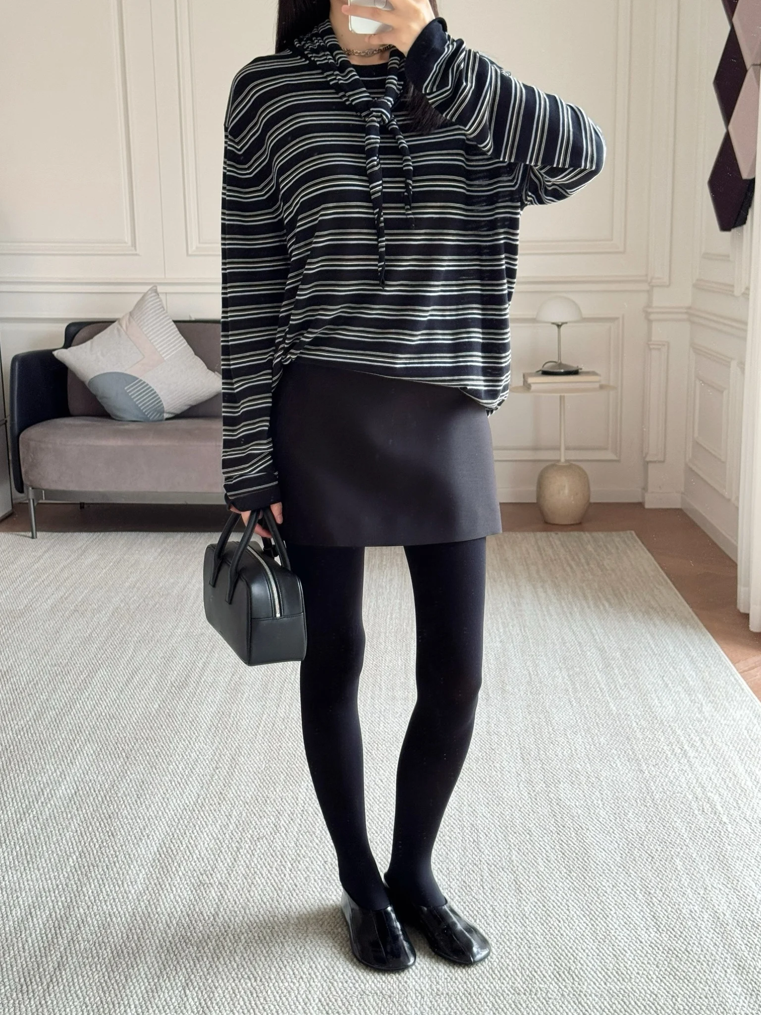 

Женский повседневный топ с круглым вырезом, тонкими полосками, вязаный, с длинными рукавами, свободного кроя, из смесового шелка и хлопка, в стиле ретро