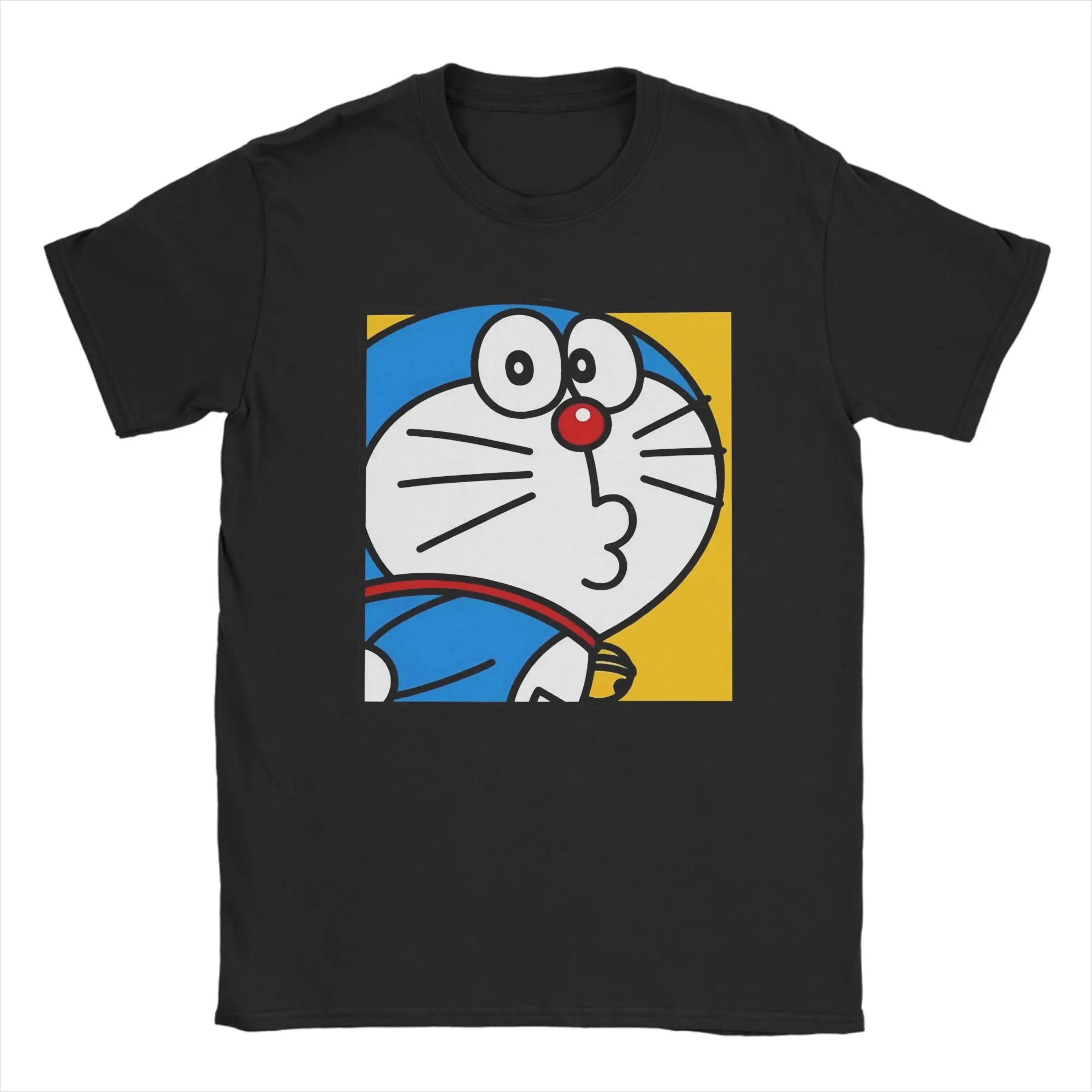 Camisetas Doraemon para hombre, camiseta novedosa de algodón puro, camiseta de manga corta con cuello redondo, ropa con estampado gráfico