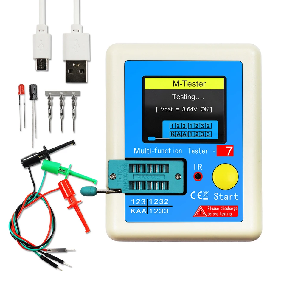 Multimeter penguji Transistor multi-fungsi LCR-T7 untuk Diode Triode MOS/PNP/NPN kapasitor Transistor pengukur baterai