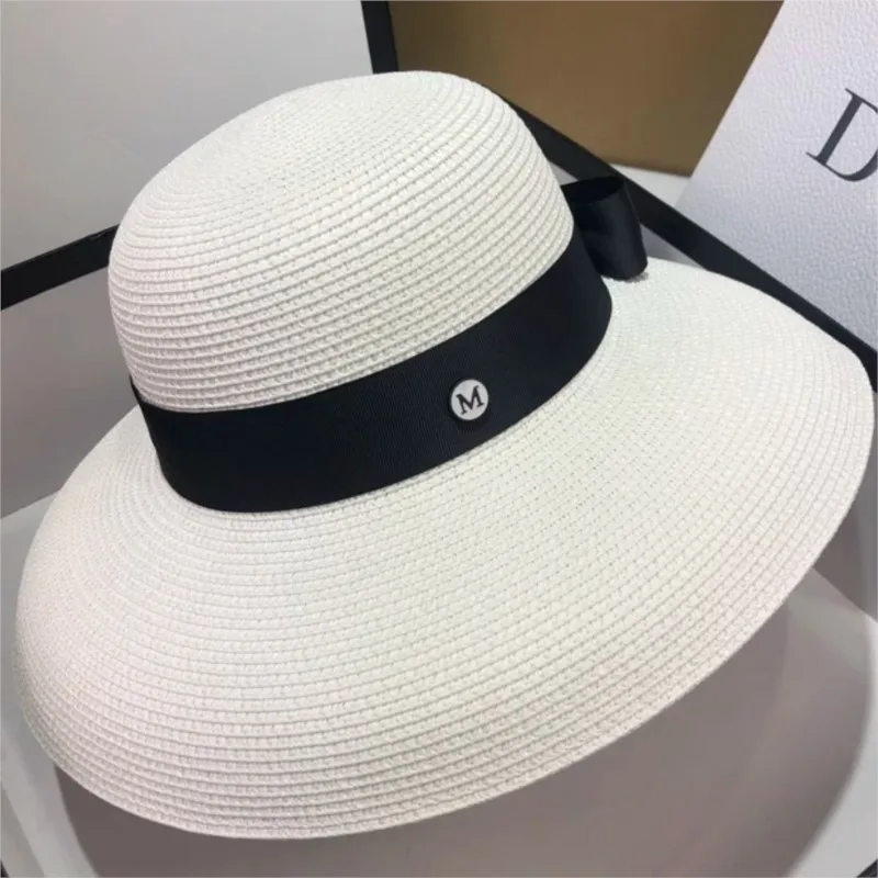 Elegant woven hat summer outing children's foldable wide-brimmed