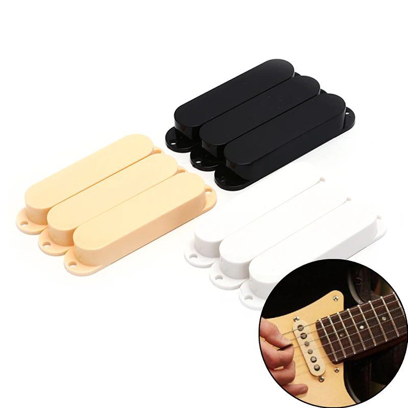 3 Stück geschlossene Kunststoff-Single-Coil-Gitarren-Tonabnehmerabdeckungen für E-Gitarre