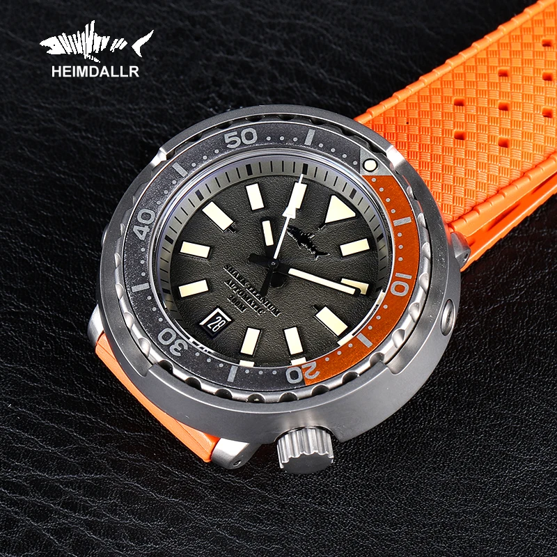 Heimdallr Sharkey Titanium Diver Watches Luminous Dial Sapphire Crystal 200M Water Resistance NH35 Automatic Movement Men Watch