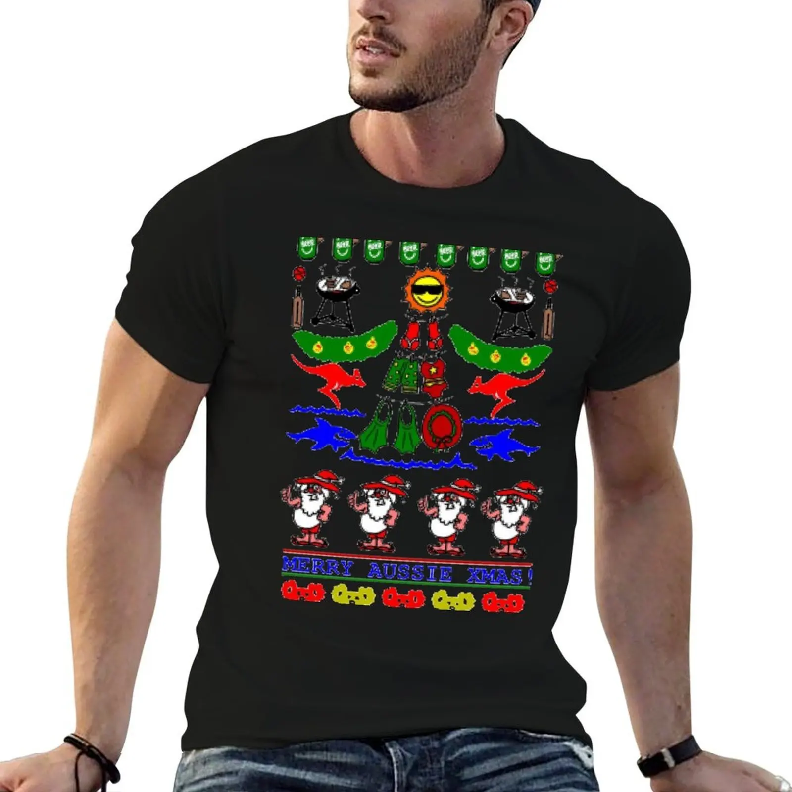 AUSSIE XMAS UGLY SWEATER DESIGN T-Shirt Clothing fashion shirts black t-shirts for men