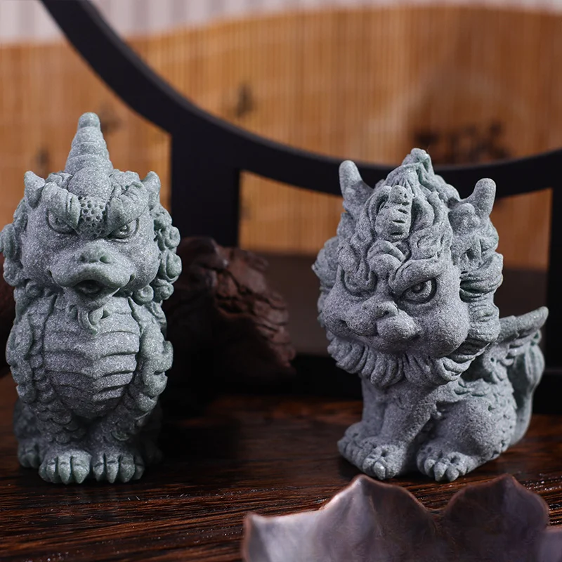

Green sandstone Chinese fengshui unicorn ornaments figurines micro-landscaping flowers bonsai fish tank home decorations gifts