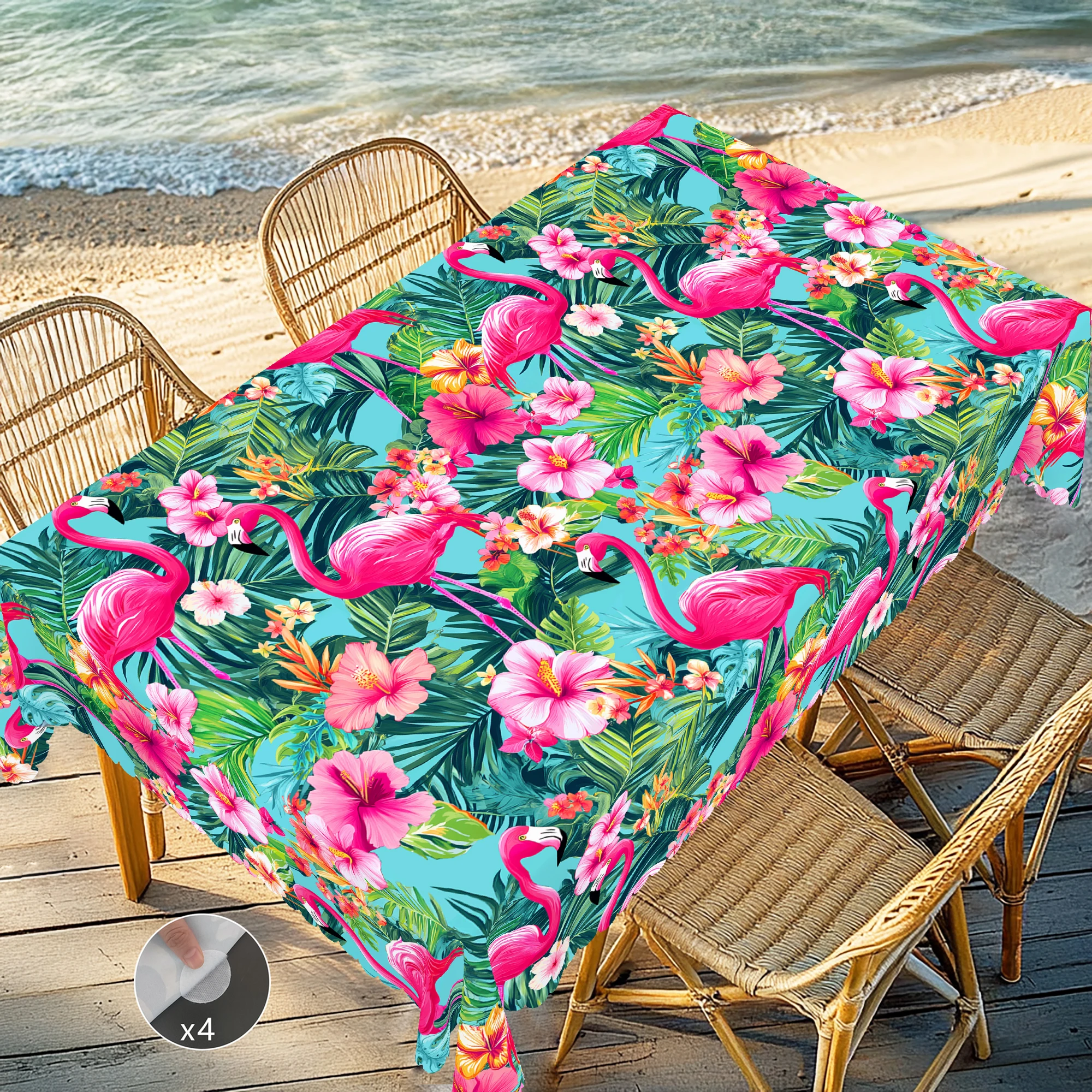 1 Piece of Bright Flamingo Theme Printed Tablecloth in Summer