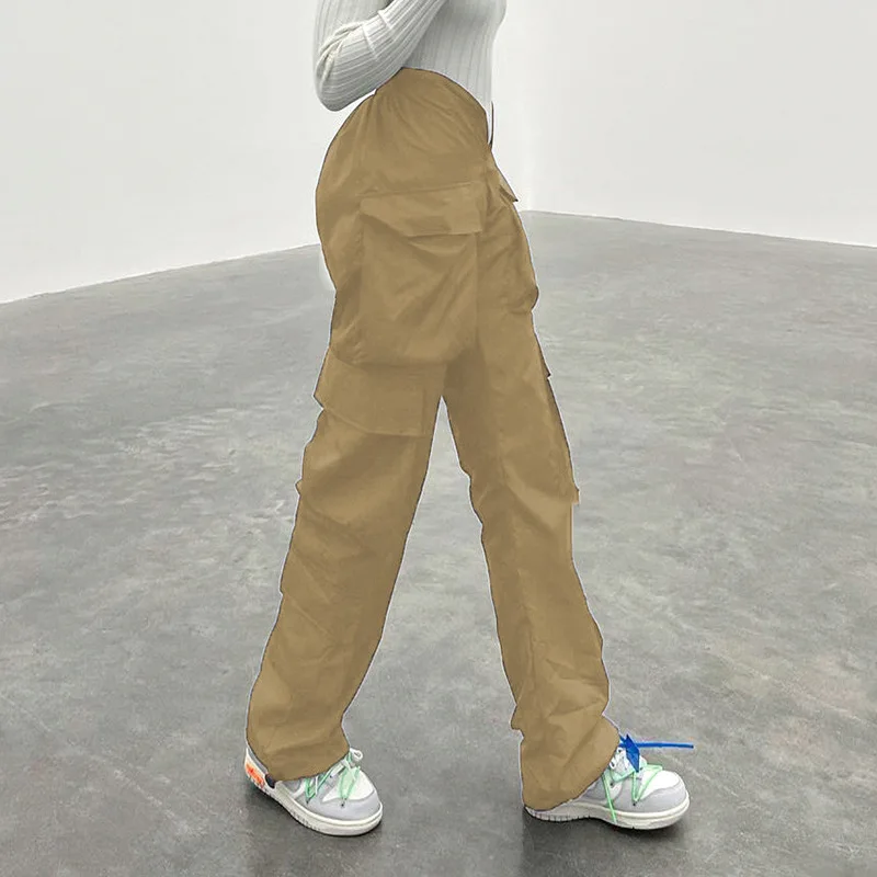 Calças compridas casuais de cintura alta para mulheres em azul Klein Trendy Street Sle Workwear com kets Loose Fit Coleção de primavera