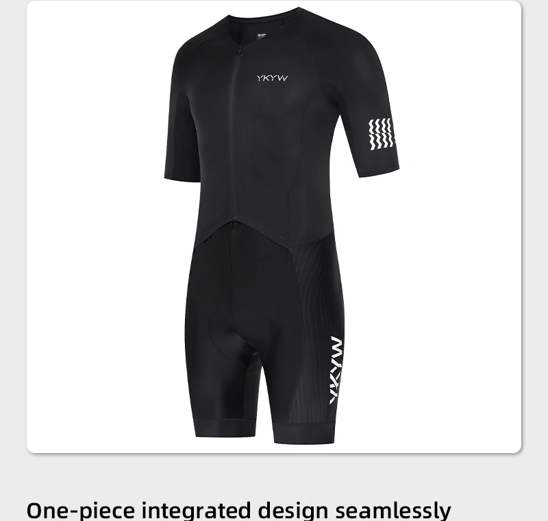 YKYWBIKE Einteiliger Radsport-Skinsuit mit italienischer Interface-Polsterung, aerodynamisches Profi-Elite-Rennrad-Set, Fahrradbekleidung, Shorts – Detail 9
