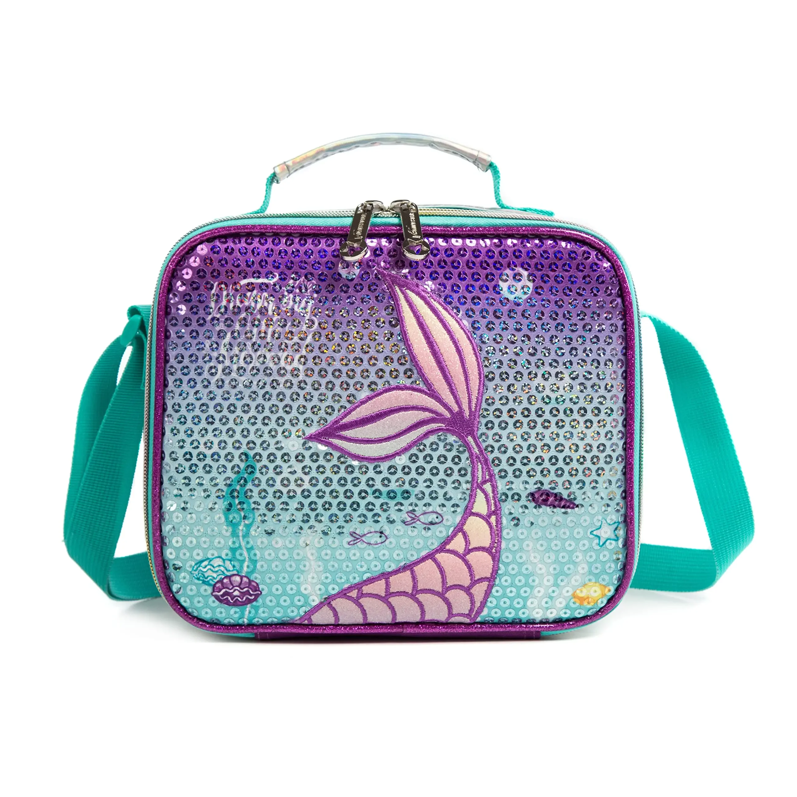 Gsequins Mermaid Sequin Lunch Bag for Girls Insulated Lunch Box with For Kids Picnic Travel Breakfast Food School Handheld Bag