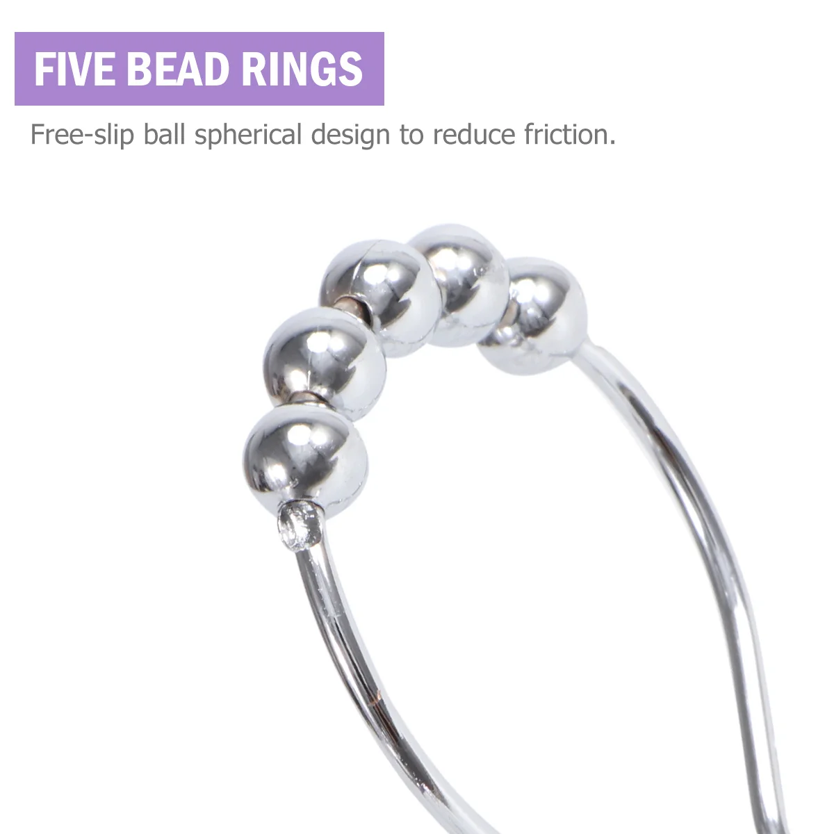 

12Pcs Water Drill Curtain Hooks Stainless Steel Purple Shower Ring Hangs for Bathroom Decor Shower Ring Hangs Curtain Hooks