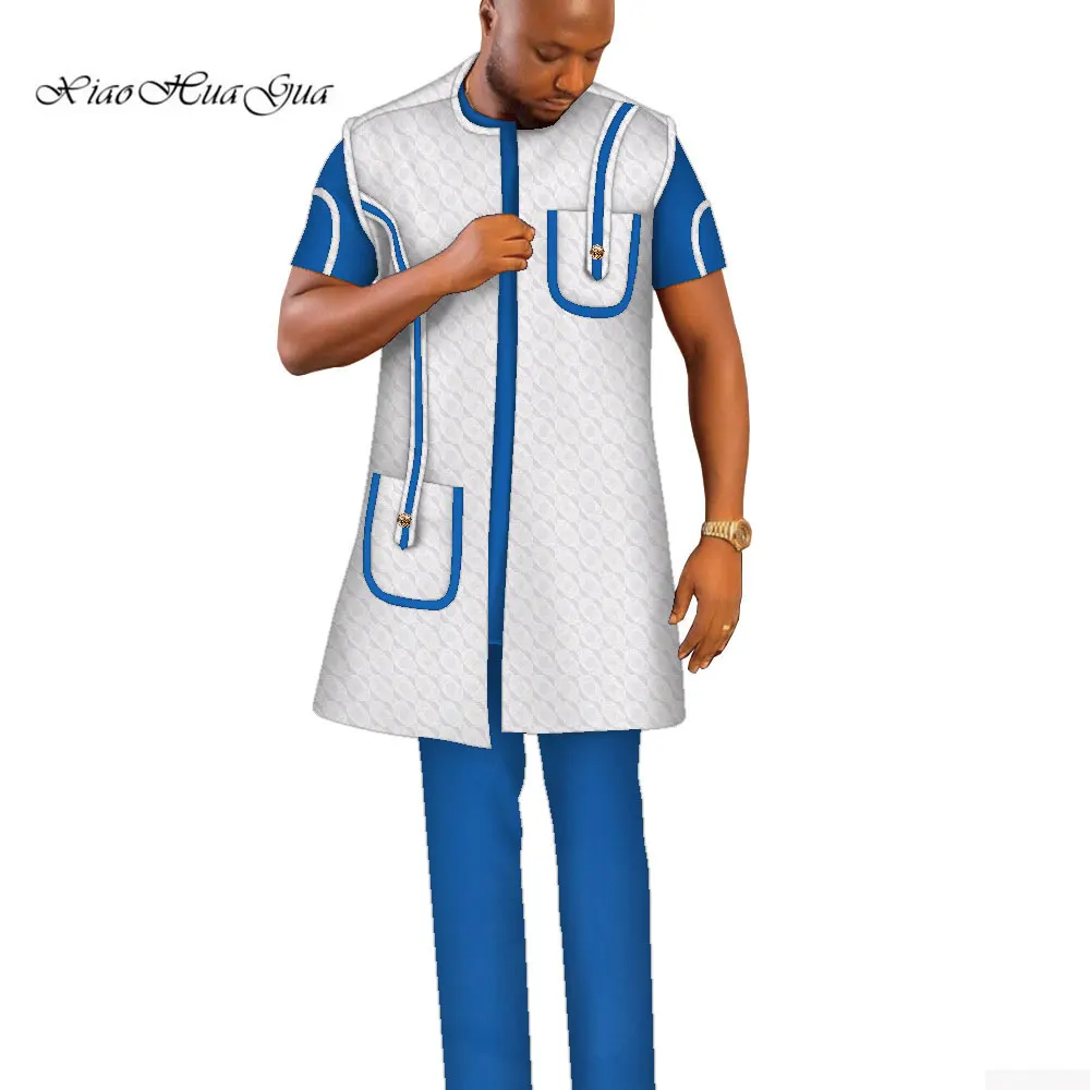 

Dashiki Mens Top Pant Outfit African Men Clothing Sets Traditional Ethnic Style Casual Riche African Clothing for Man WYN1679