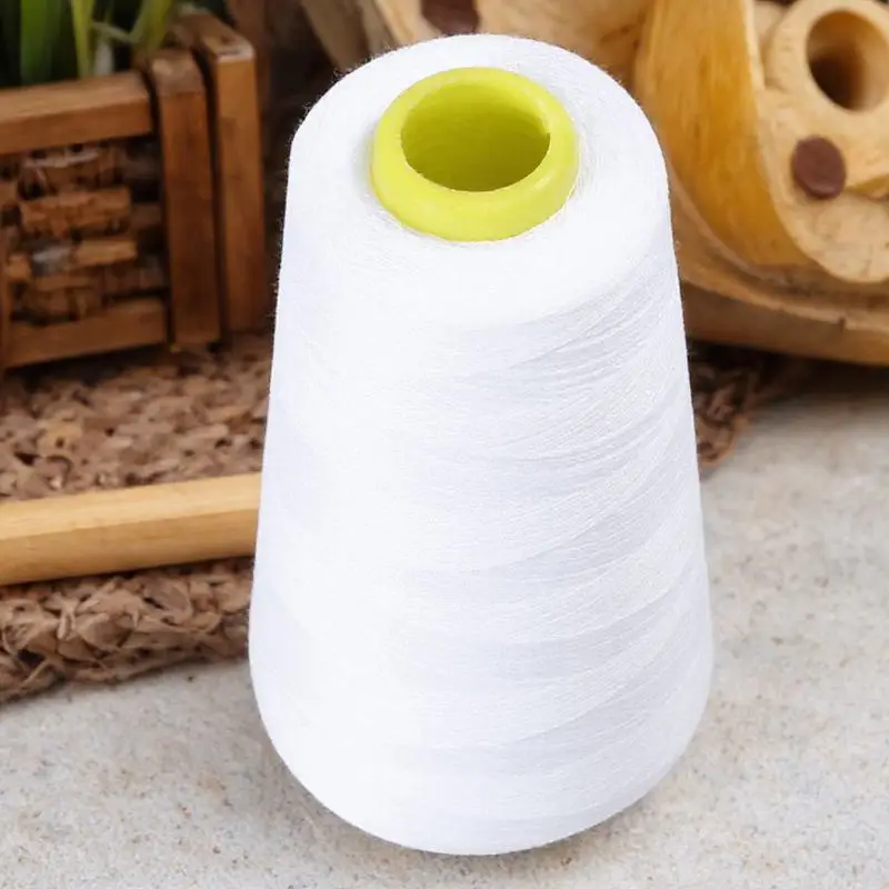3000 ياردة البوليستر الخياطة الموضوع بكرة مخروط الأبيض عالية القوة لخياطة المفروشات الستائر الديكور الحرف اليدوية