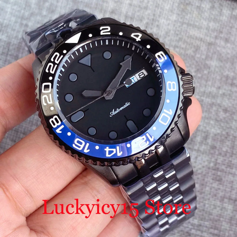 

Diver 20bar Waterproof Tandorio 41MM Black PVD Watch Black Automatic NH36A Men Watch Double Date Display Dome Sapphire Glass