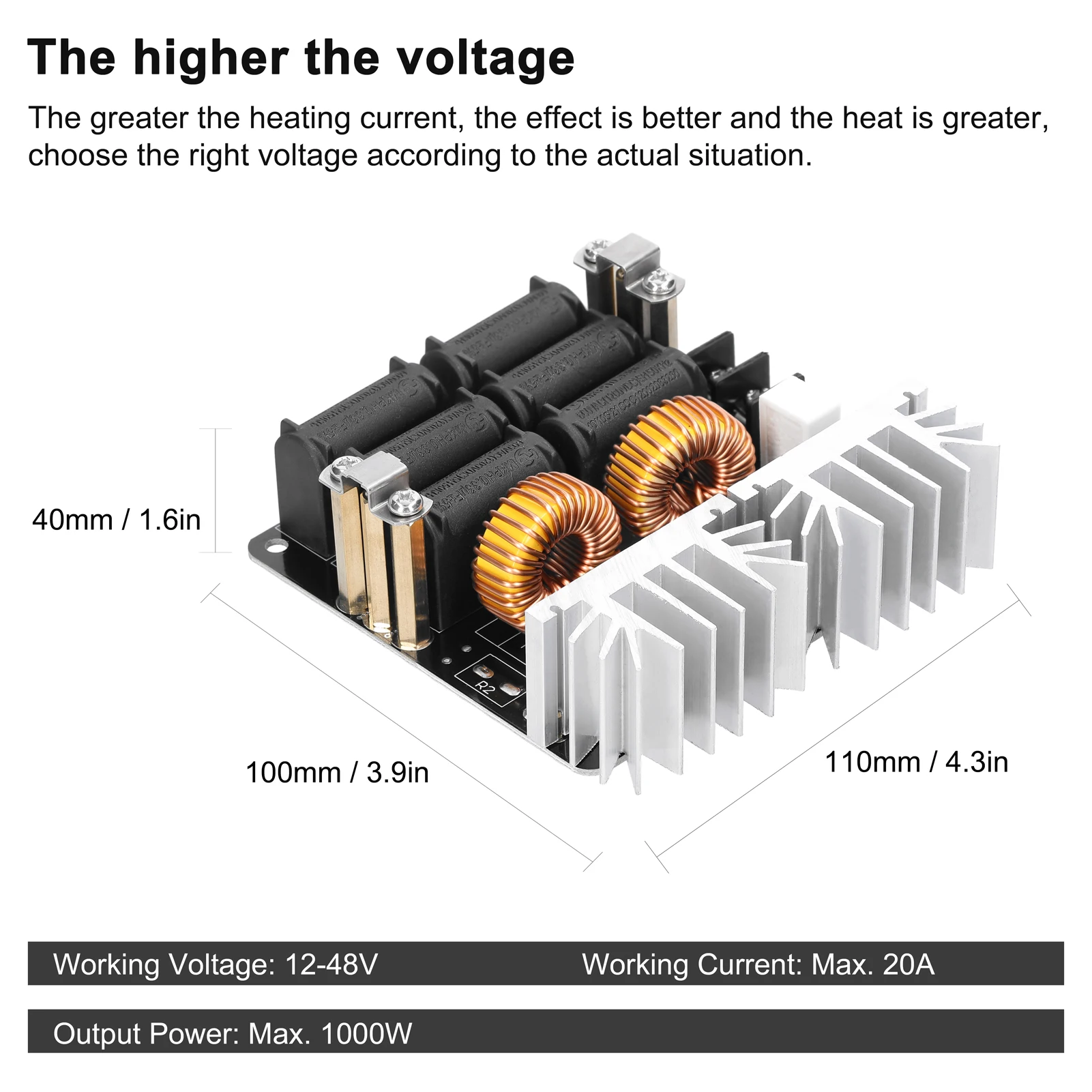 1000W ZVS Induction Heating Board Module  Voltage  Coil Flyback Driver with Copper Tube for DIY Small Parts Hardening Annealing