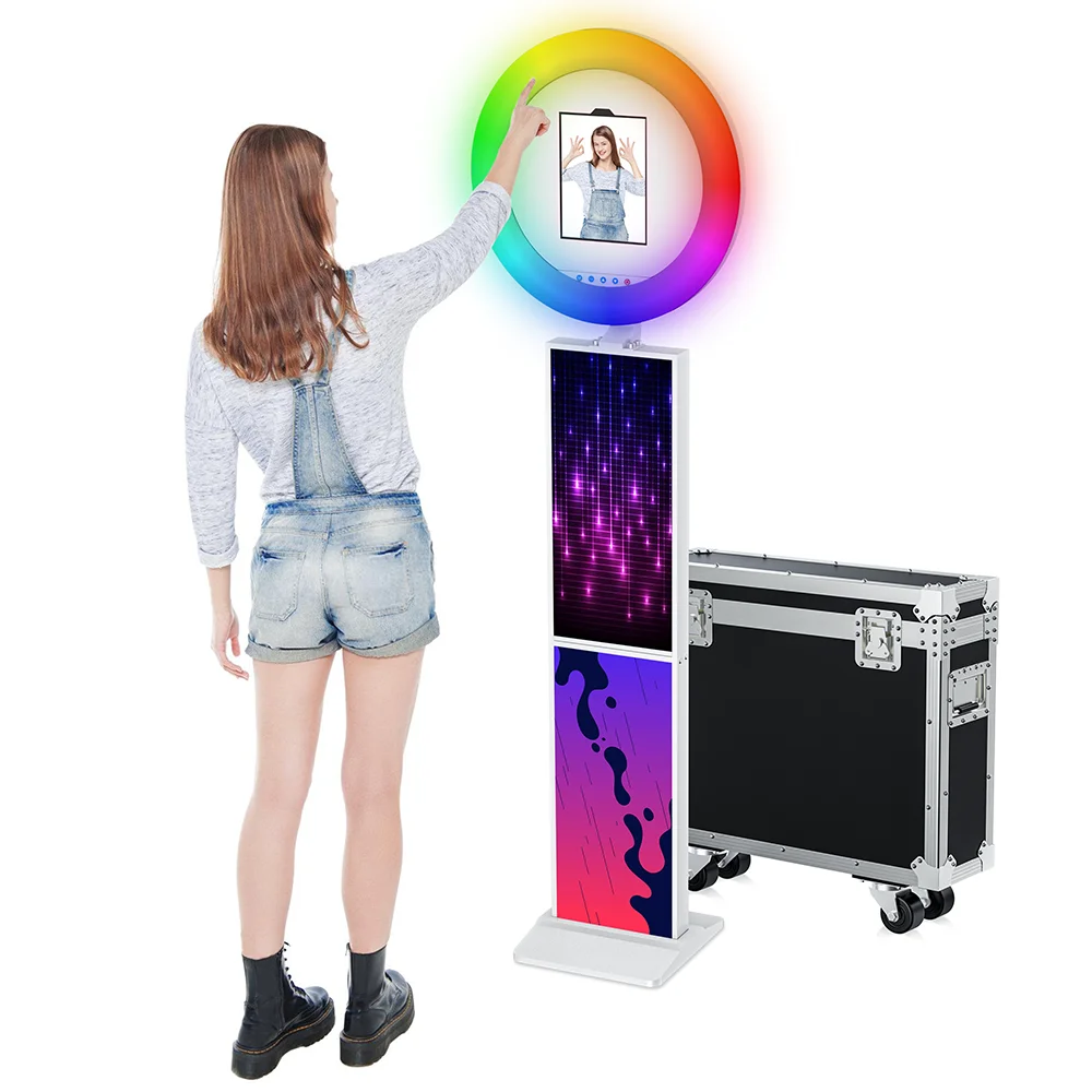 

Portable iPad Photo Booth Machine with Ring Light iPad Photo Booth Stand for Party Events