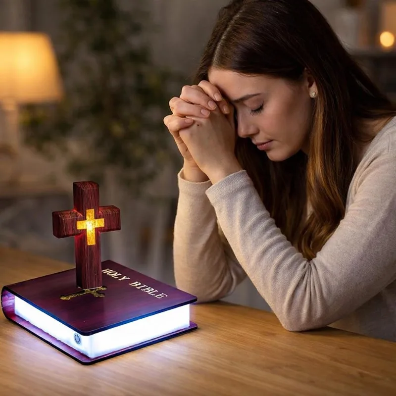 Levitating Cross Lamp Floating Cross jesus night light Christian & Catholic Gift Easter Gift Glowing Cross Ornament view 3