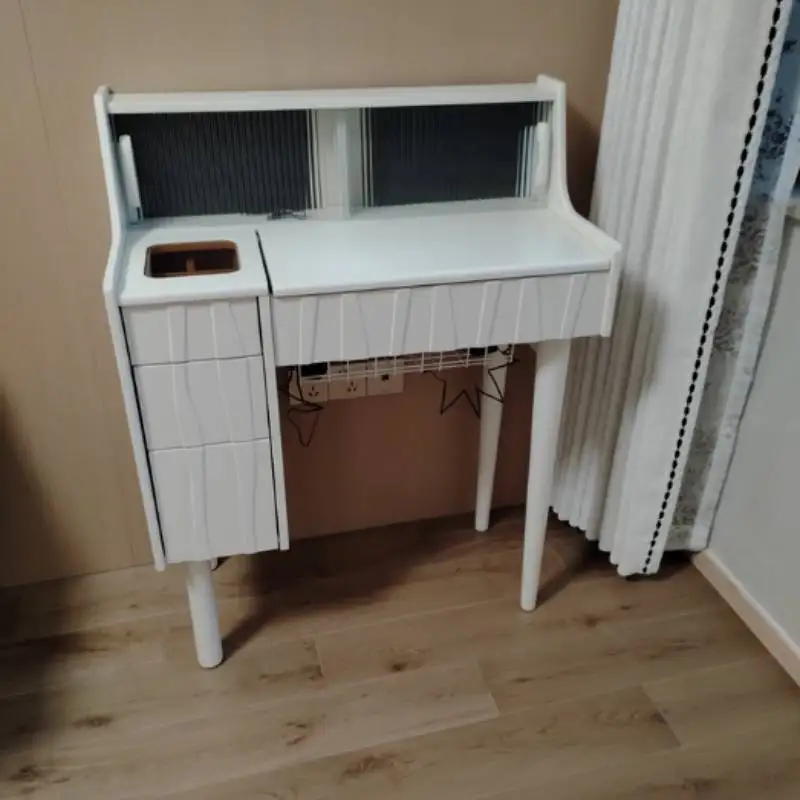 

Wooden Compact Vanity Desk Shelves Essentials Modern Adult Dressing Table Drawers Room Stuff Muebles De Dormitorio Furnitures