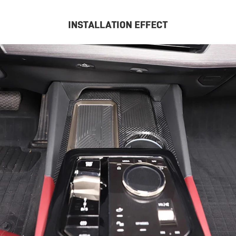 For BMW 5 Series G60 2024 Real Carbon Fiber Car Center Console Water Cup Holder Frame Trim Stickers Cover Decorative Accessories