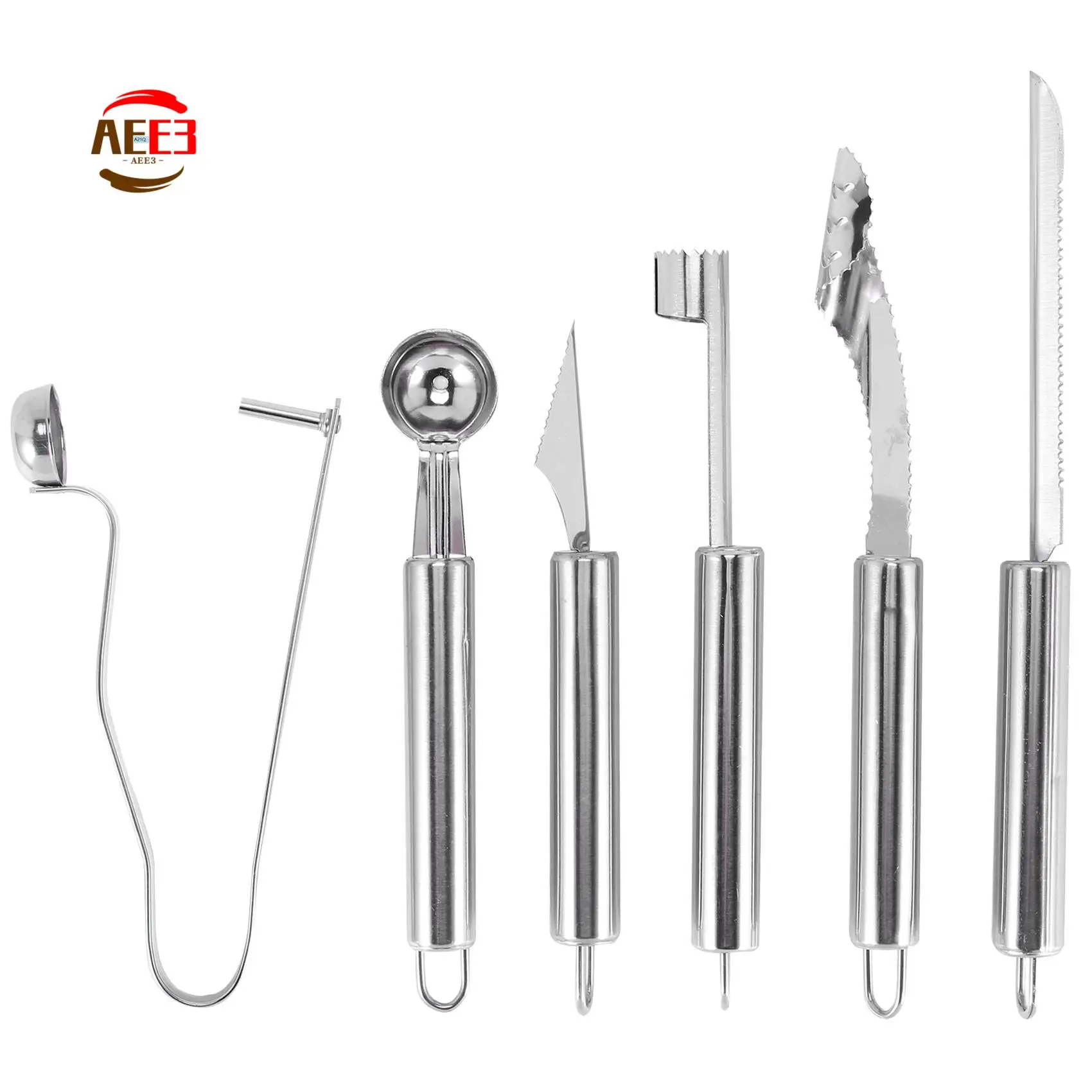 

AEE3-6 шт. инструменты для сердцевины для пеца Цalapeno, сердцевина для фруктов и овощей из нержавеющей стали, сердцевина для вишни Pitter Zucchini